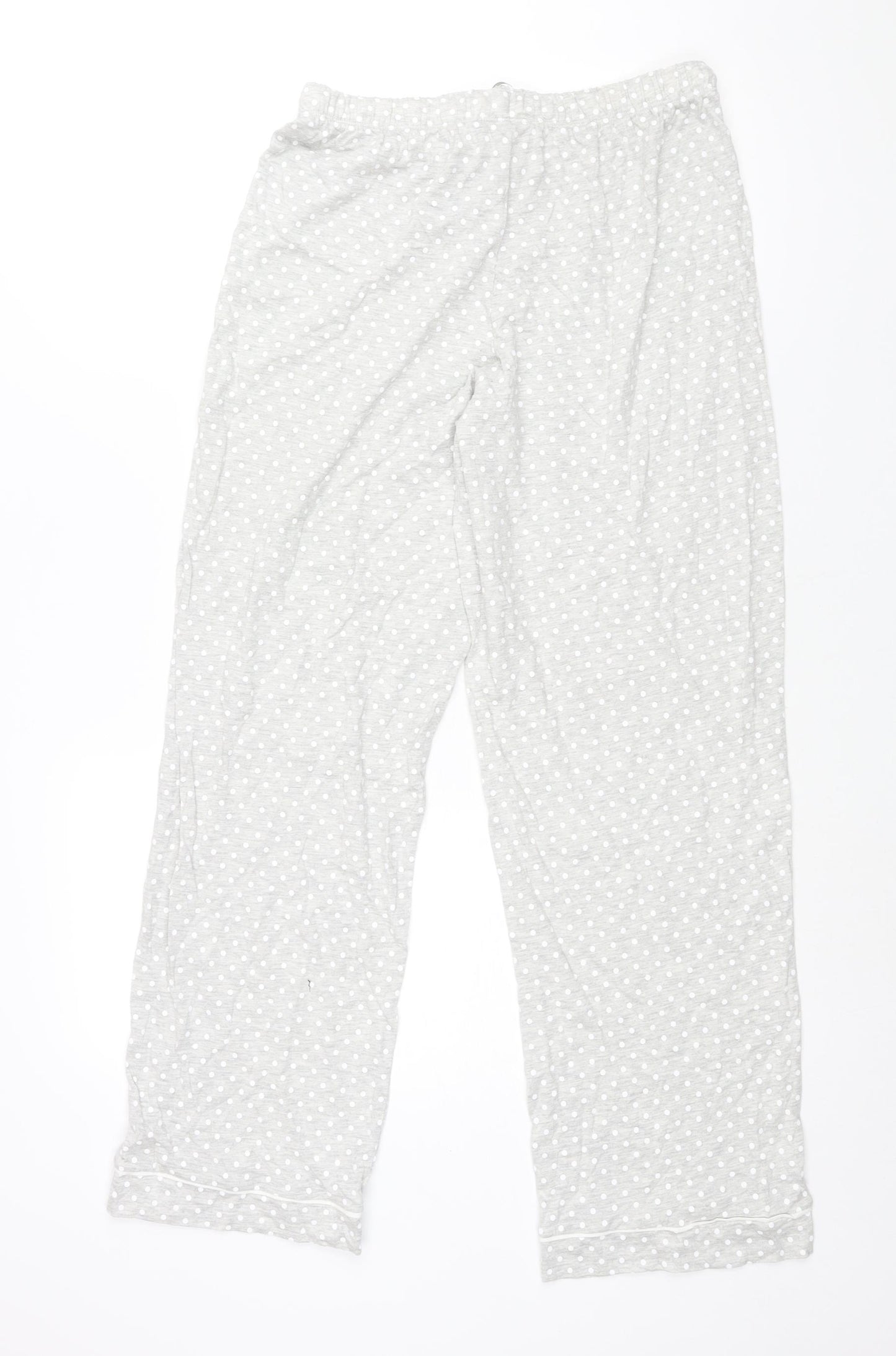 Marks and Spencer Womens Grey Polka Dot Cotton Top Pyjama Pants Size 12 Drawstring