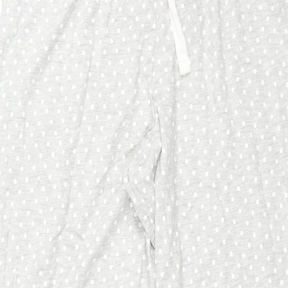 Marks and Spencer Womens Grey Polka Dot Cotton Top Pyjama Pants Size 12 Drawstring