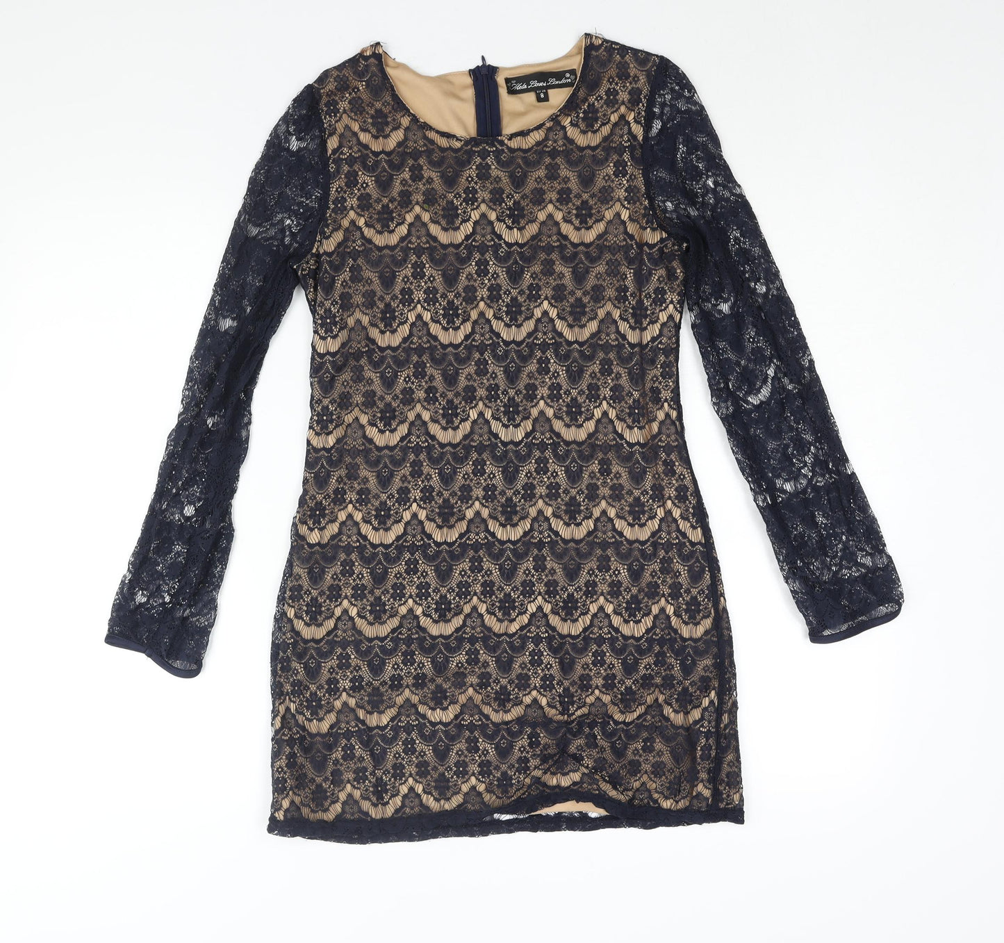 Mela Loves London Womens Blue Nylon Mini Size 8 Round Neck Zip