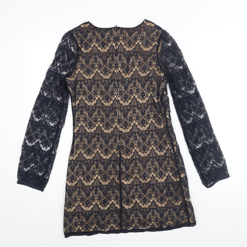 Mela Loves London Womens Blue Nylon Mini Size 8 Round Neck Zip