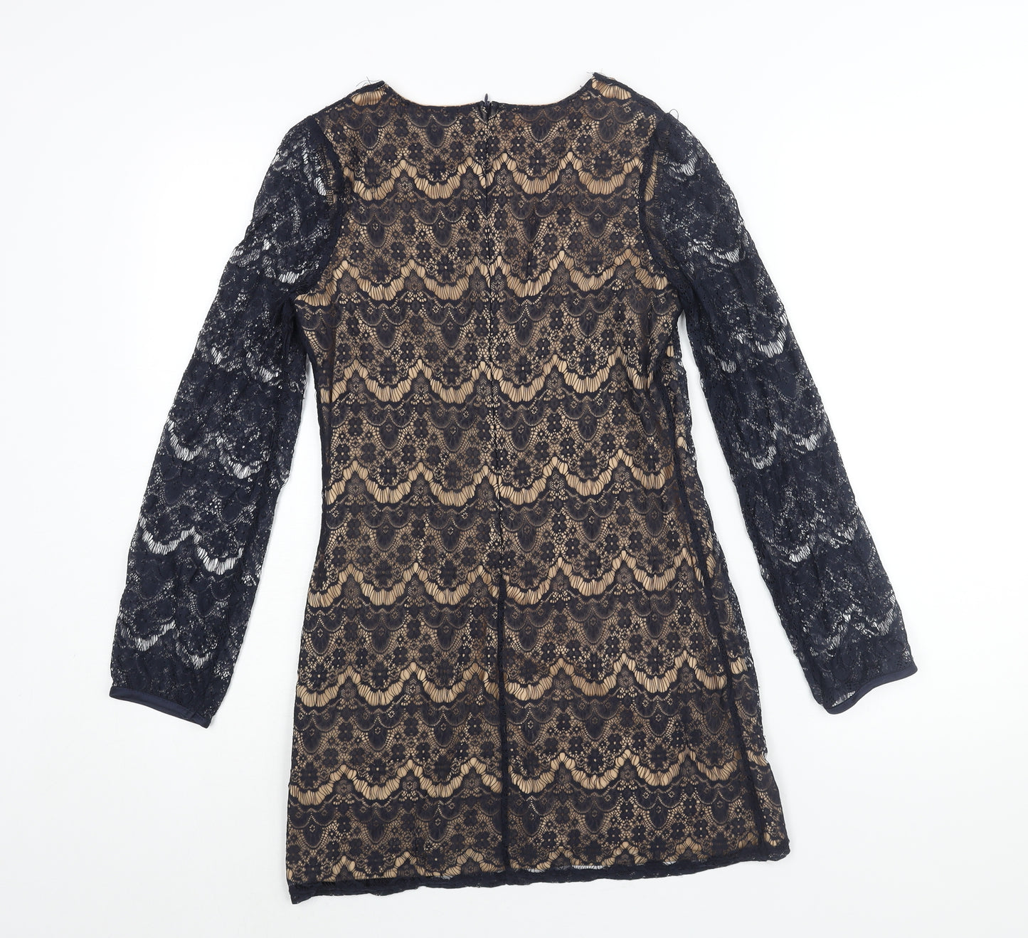 Mela Loves London Womens Blue Nylon Mini Size 8 Round Neck Zip