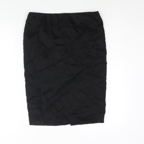 Warehouse Womens Black Cotton Straight & Pencil Skirt Size 10 Zip