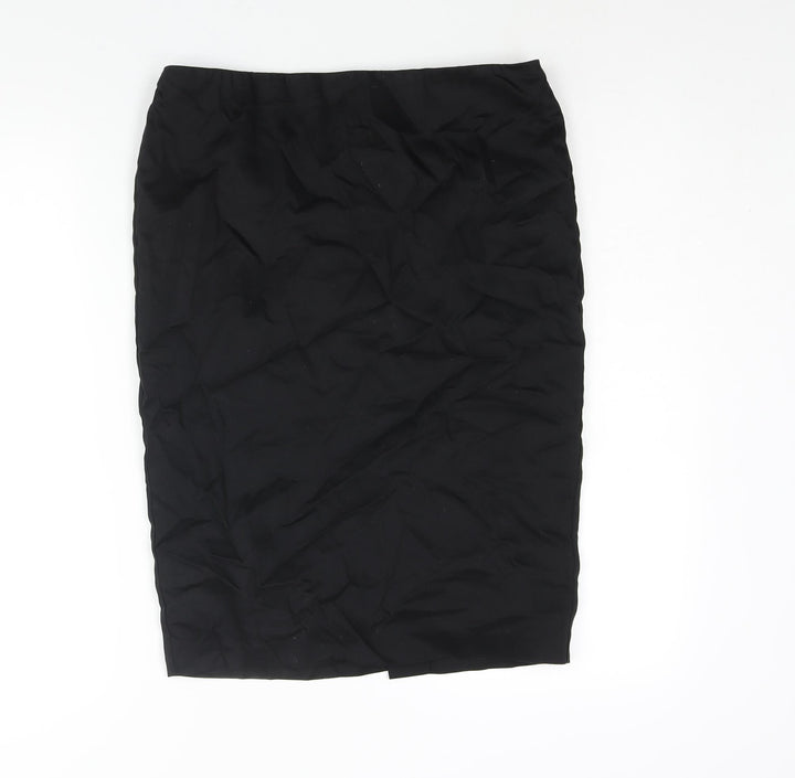 Warehouse Womens Black Cotton Straight & Pencil Skirt Size 10 Zip