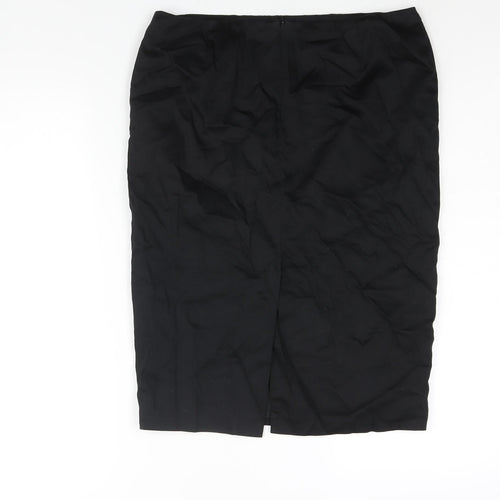 Warehouse Womens Black Cotton Straight & Pencil Skirt Size 10 Zip