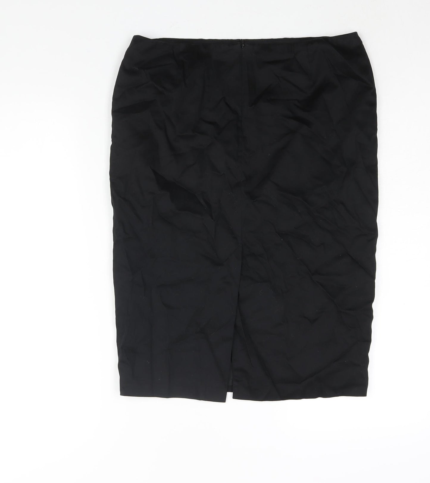Warehouse Womens Black Cotton Straight & Pencil Skirt Size 10 Zip