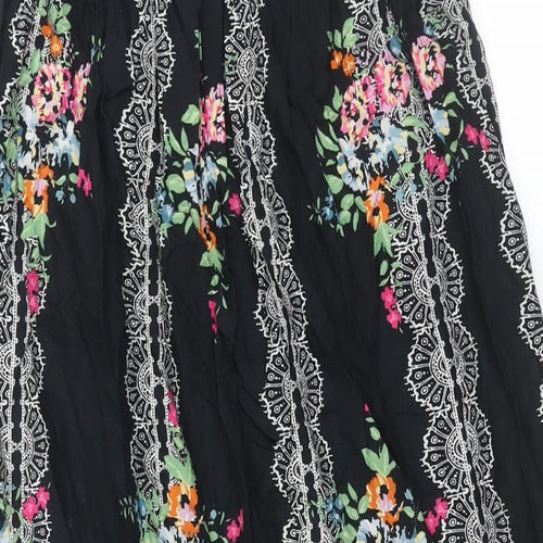 New Look Womens Black Geometric Cotton Maxi Size 8 Square Neck Pullover