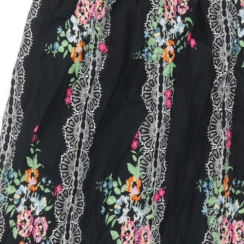 New Look Womens Black Geometric Cotton Maxi Size 8 Square Neck Pullover