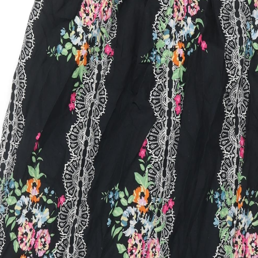 New Look Womens Black Geometric Cotton Maxi Size 8 Square Neck Pullover
