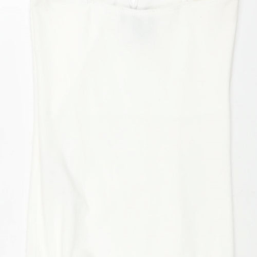 New Look Womens White Polyester Bodysuit One-Piece Size 8 Snap