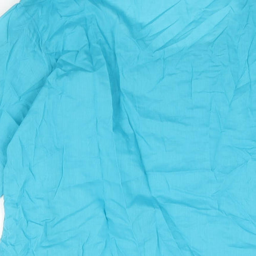 New Look Womens Blue Cotton Tunic Blouse Size 18 Round Neck - Beading Detail Side Slits