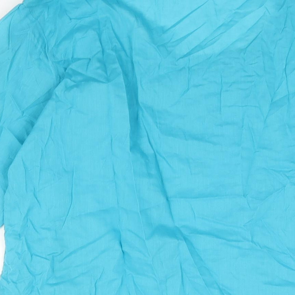 New Look Womens Blue Cotton Tunic Blouse Size 18 Round Neck - Beading Detail Side Slits