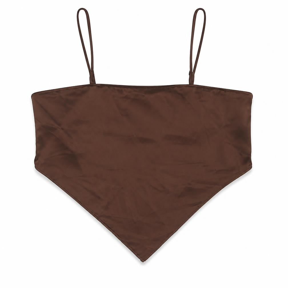 Front view of Divided by H&M women’s brown polyester camisole blouse, size S, square neck