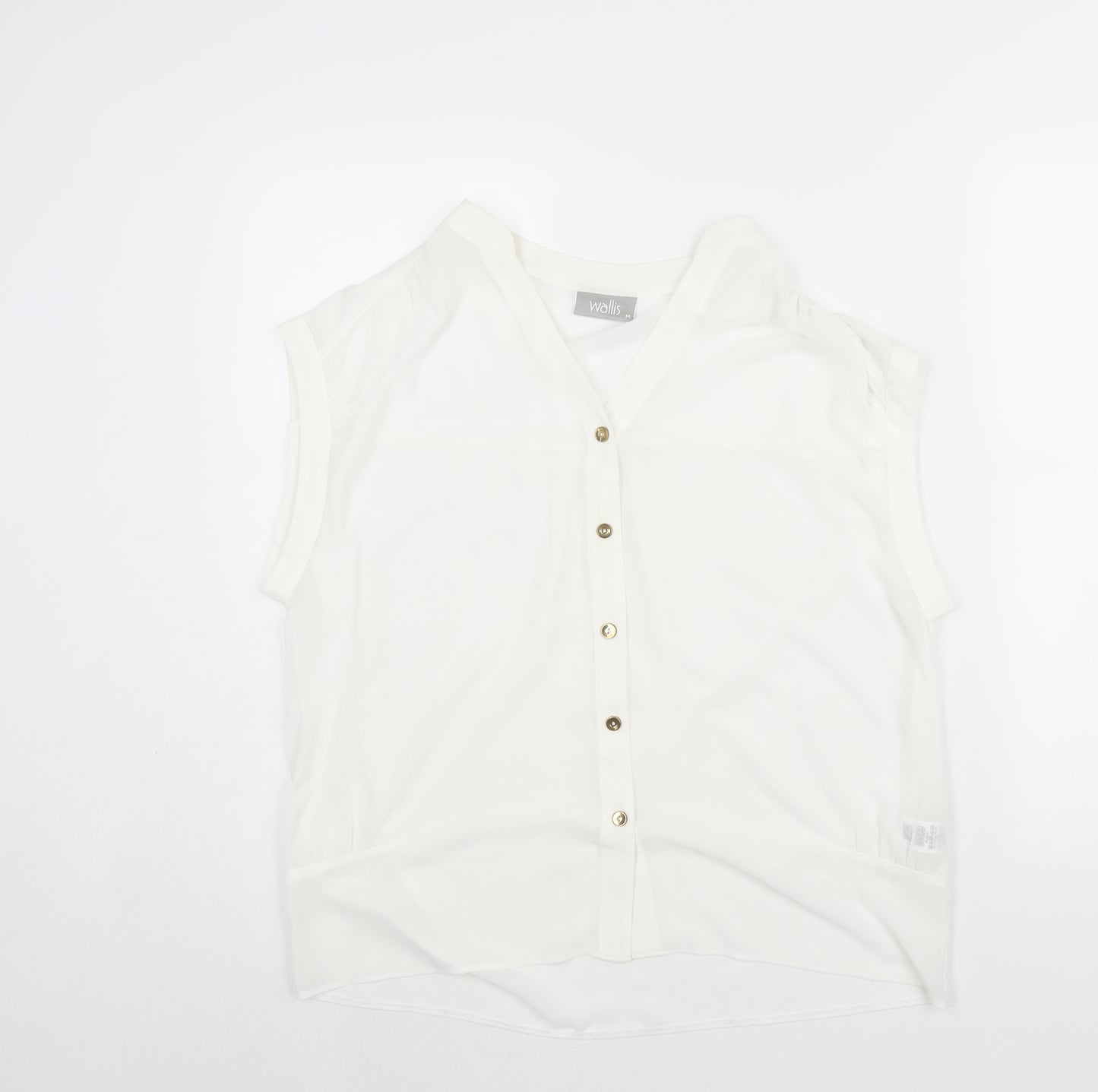 Wallis Womens White Polyester Basic Blouse Size M V-Neck