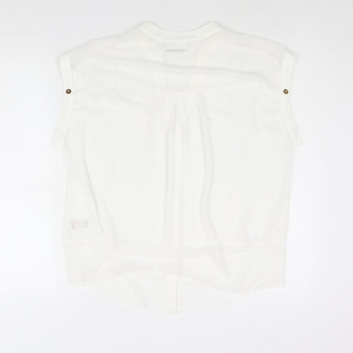 Wallis Womens White Polyester Basic Blouse Size M V-Neck