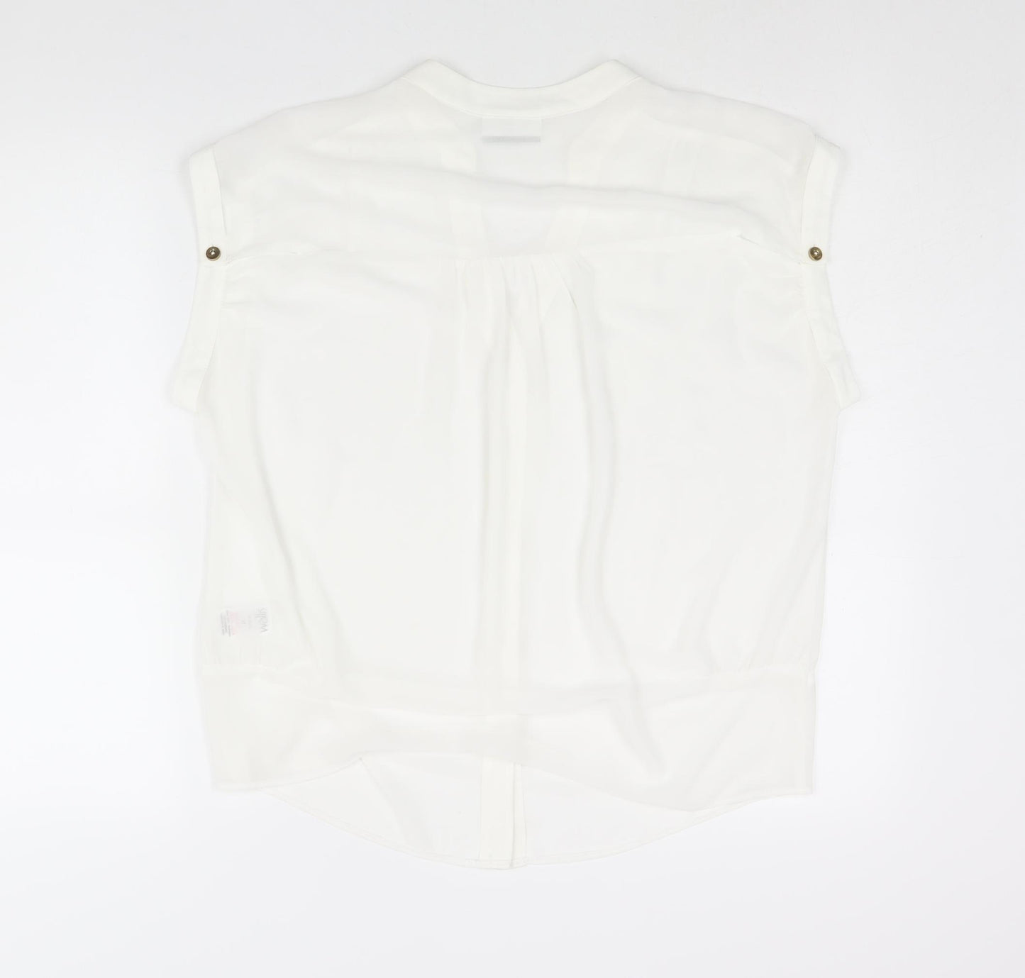 Wallis Womens White Polyester Basic Blouse Size M V-Neck