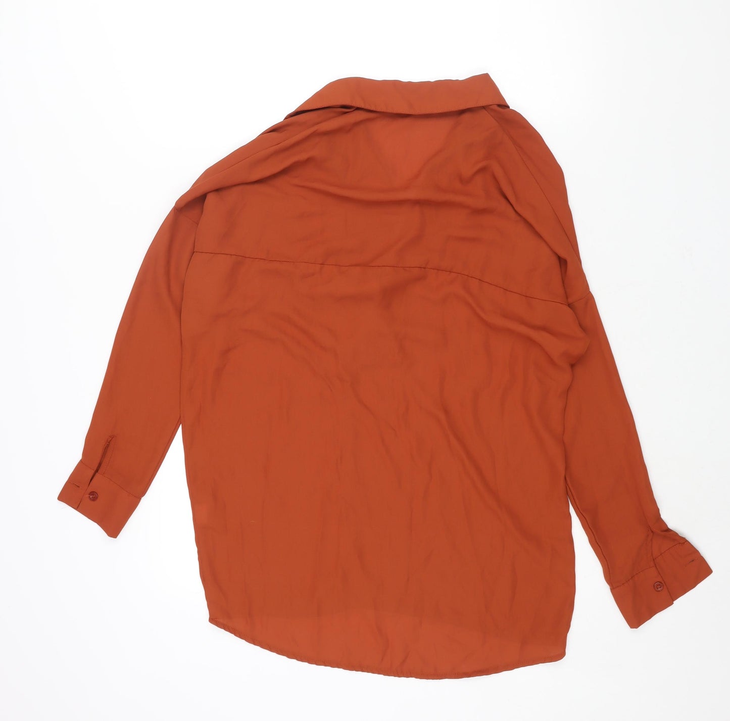 Missguided Womens Brown Polyester Basic Blouse Size 4 Collared