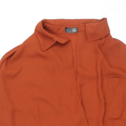 Missguided Womens Brown Polyester Basic Blouse Size 4 Collared