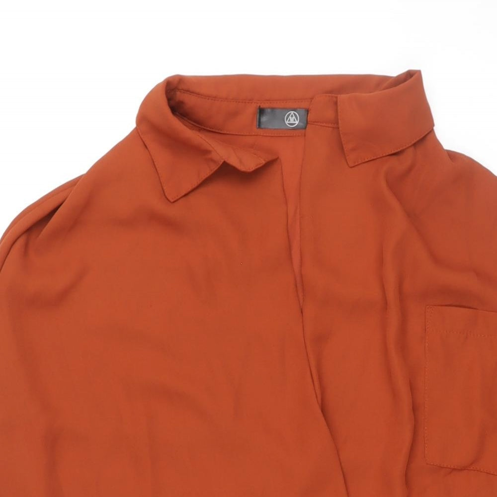 Missguided Womens Brown Polyester Basic Blouse Size 4 Collared