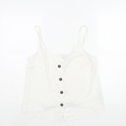Topshop Womens White Polyester Camisole Blouse Size 12 V-Neck