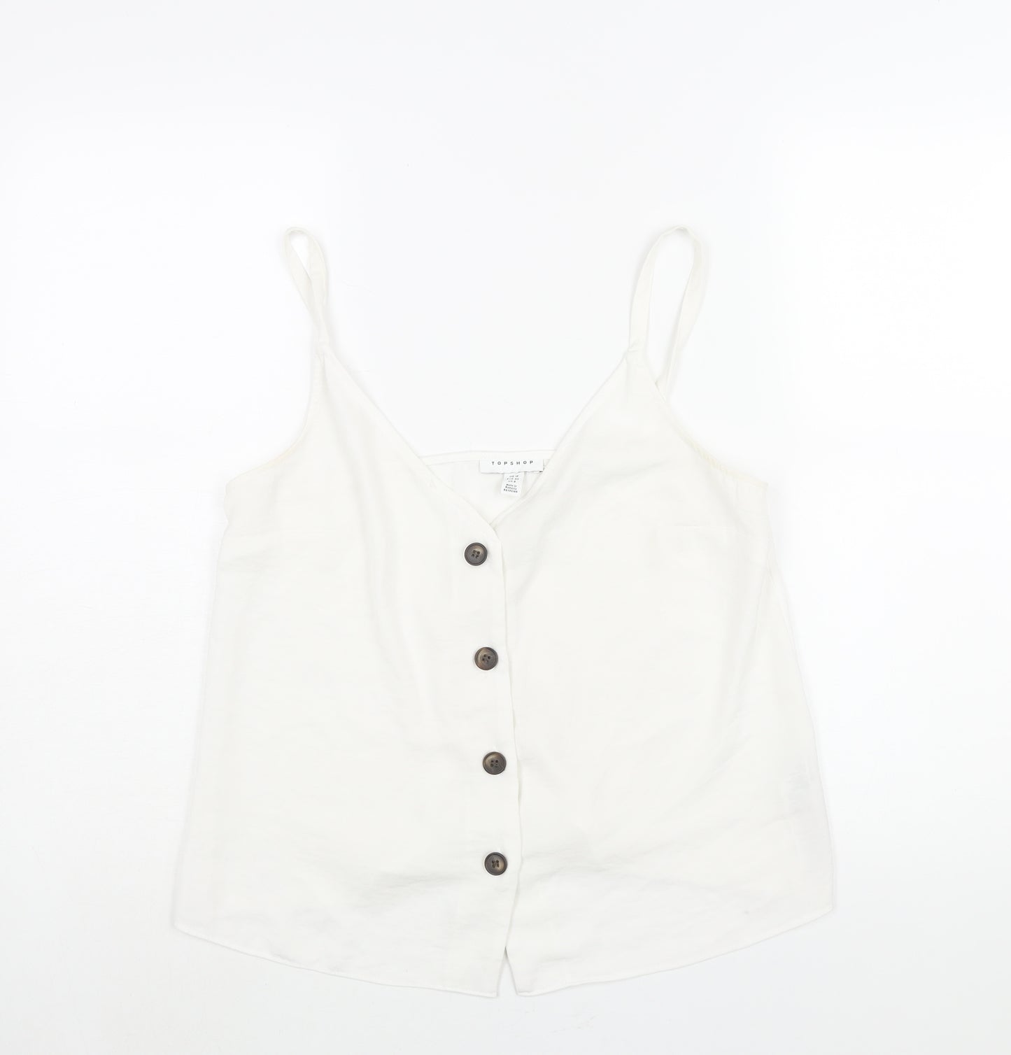 Topshop Womens White Polyester Camisole Blouse Size 12 V-Neck
