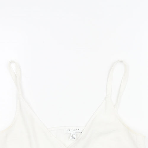 Topshop Womens White Polyester Camisole Blouse Size 12 V-Neck