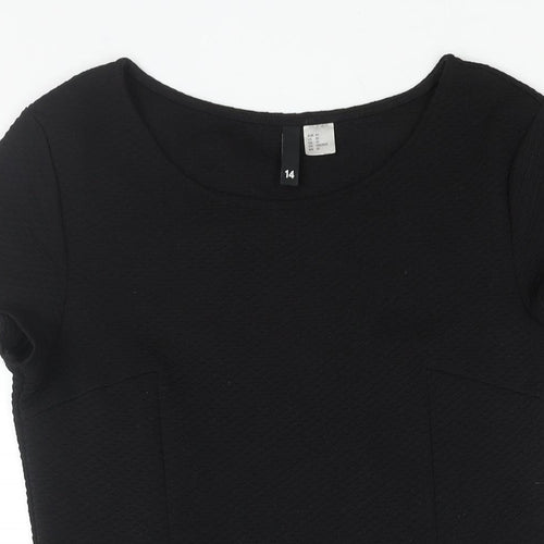 Divided by H&M Womens Black Polyester A-Line Size 14 Round Neck Pullover
