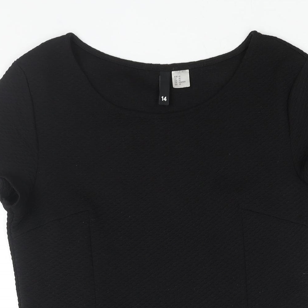 Divided by H&M Womens Black Polyester A-Line Size 14 Round Neck Pullover