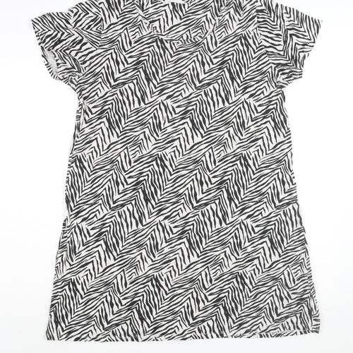 Marks and Spencer Womens Black Geometric Cotton Top Dress Size 14