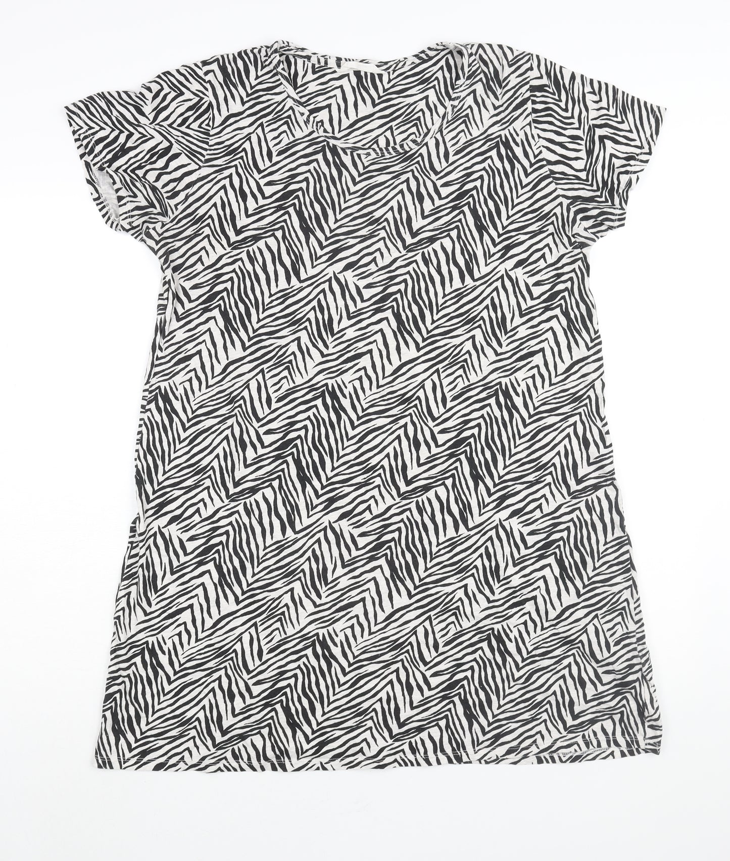 Marks and Spencer Womens Black Geometric Cotton Top Dress Size 14