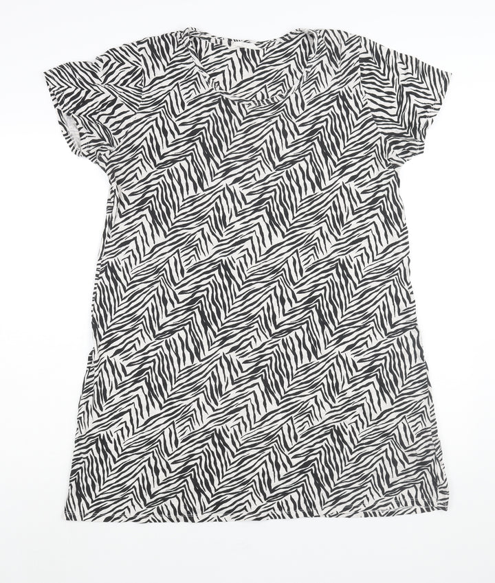 Marks and Spencer Womens Black Geometric Cotton Top Dress Size 14