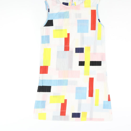 NEXT Womens Multicoloured Geometric Polyester Tunic Blouse Size 8 Round Neck - Side Slits