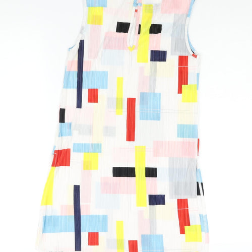 NEXT Womens Multicoloured Geometric Polyester Tunic Blouse Size 8 Round Neck - Side Slits