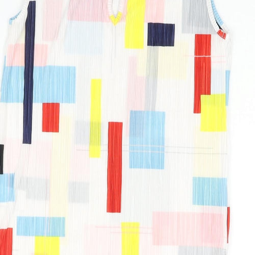 NEXT Womens Multicoloured Geometric Polyester Tunic Blouse Size 8 Round Neck - Side Slits