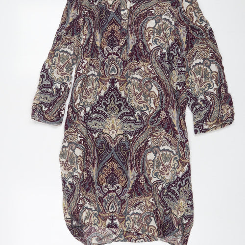 Dunnes Stores Womens Multicoloured Fair Isle Viscose Sheath Size 12 V-Neck Pullover