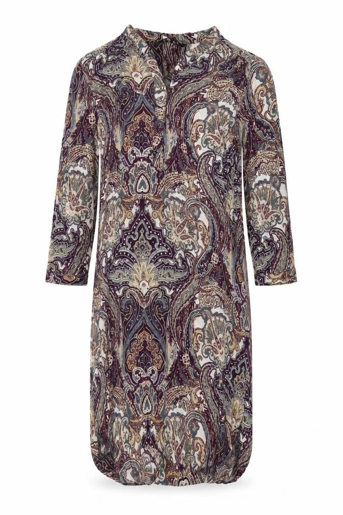 Front view of Dunnes women’s multicoloured fair isle viscose sheath, size UK 12, v-neck pullover