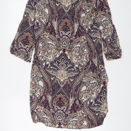 Dunnes Stores Womens Multicoloured Fair Isle Viscose Sheath Size 12 V-Neck Pullover