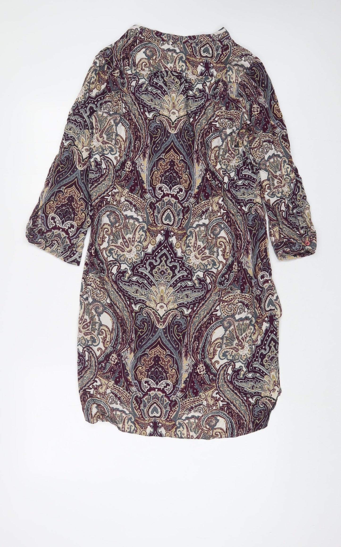 Dunnes Stores Womens Multicoloured Fair Isle Viscose Sheath Size 12 V-Neck Pullover