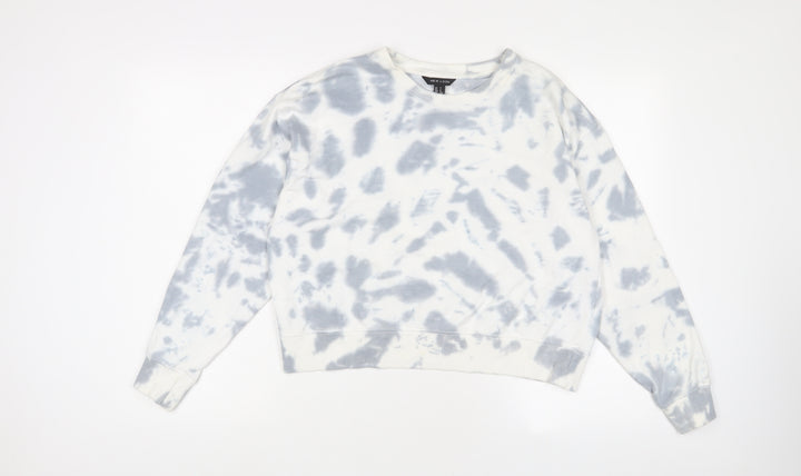 New Look Womens Blue Geometric Cotton Pullover Sweatshirt Size S Pullover