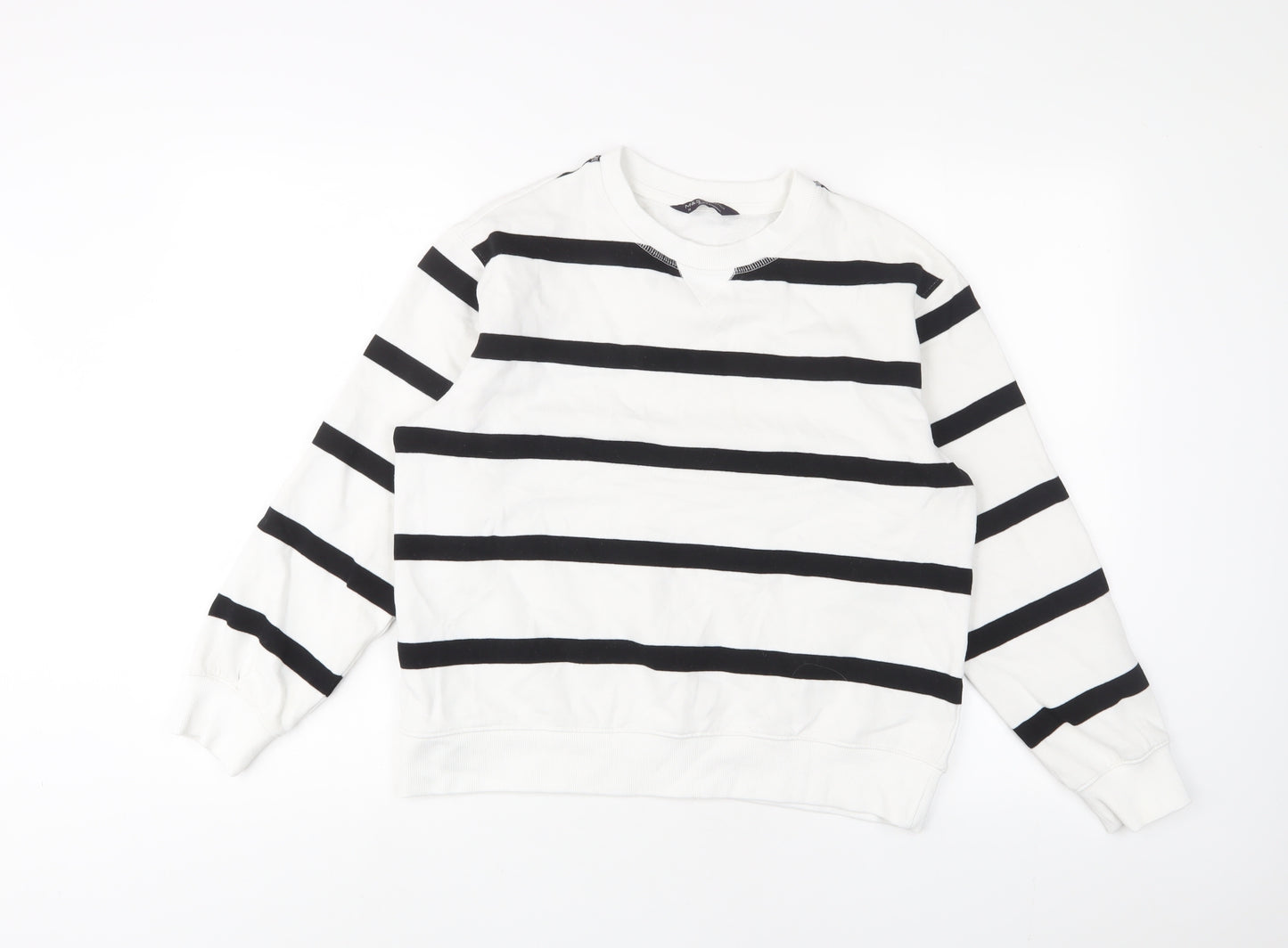 Marks and Spencer Womens White Striped Cotton Pullover Sweatshirt Size 10 Pullover