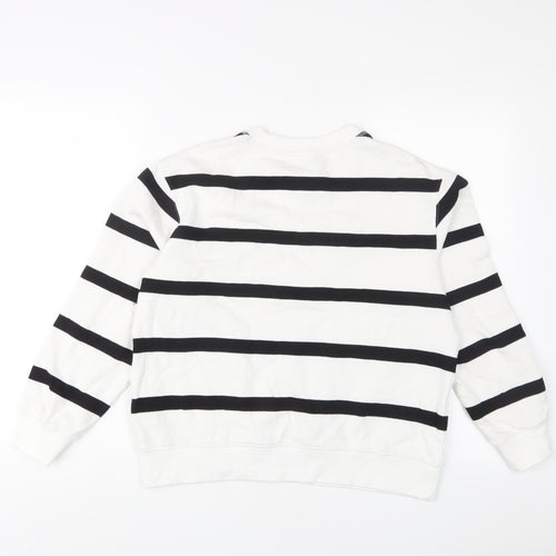 Marks and Spencer Womens White Striped Cotton Pullover Sweatshirt Size 10 Pullover