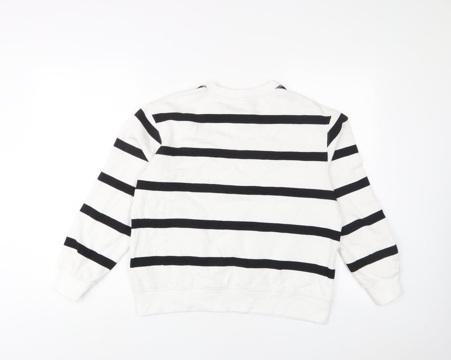 Marks and Spencer Womens White Striped Cotton Pullover Sweatshirt Size 10 Pullover
