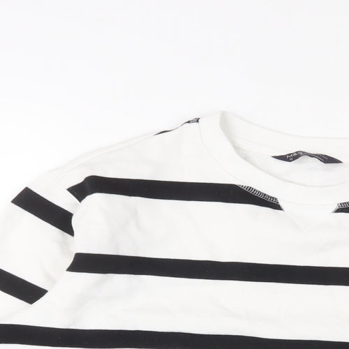 Marks and Spencer Womens White Striped Cotton Pullover Sweatshirt Size 10 Pullover