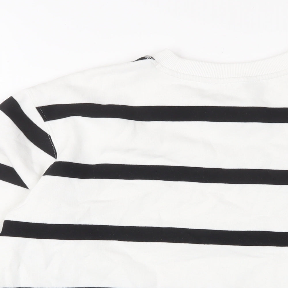 Marks and Spencer Womens White Striped Cotton Pullover Sweatshirt Size 10 Pullover