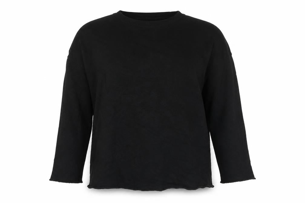 Front view of ASOS women’s black cotton pullover sweatshirt, size UK 8, pullover