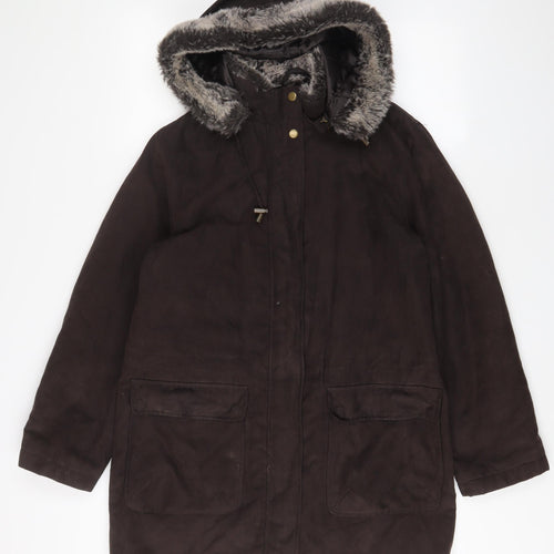 Debenhams Womens Brown Jacket Coat Size 10 Zip - Pockets