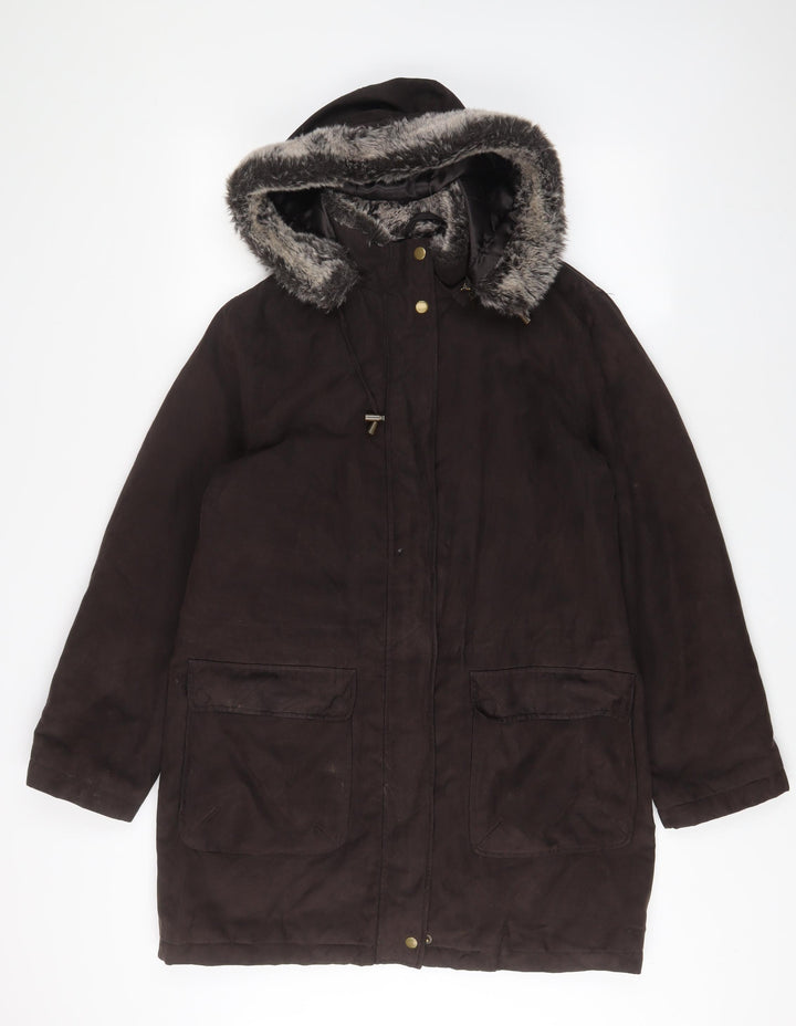 Debenhams Womens Brown Jacket Coat Size 10 Zip - Pockets
