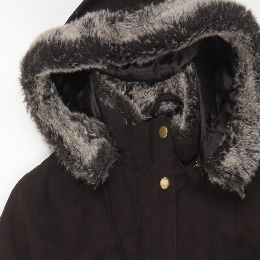 Debenhams Womens Brown Jacket Coat Size 10 Zip - Pockets
