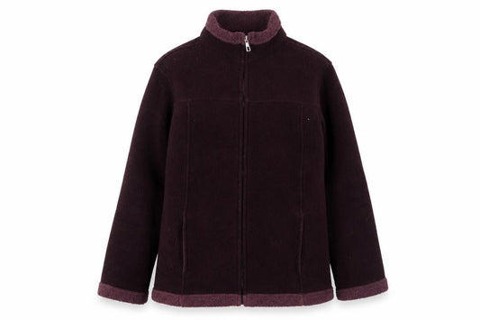 Front view of Marks & Spencer women’s purple jacket, size UK 12, zip