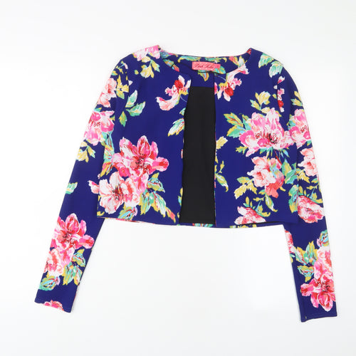 Pink Soda Womens Blue Floral Jacket Size 10 - Open