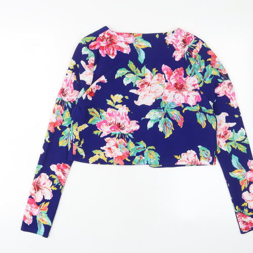 Pink Soda Womens Blue Floral Jacket Size 10 - Open